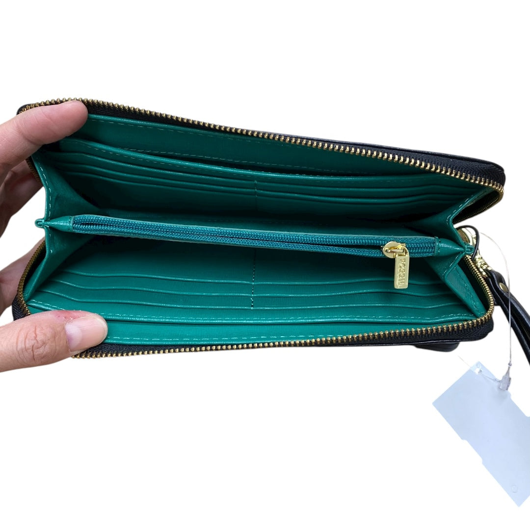 Wallet Leather By Fossil In Black, Size:Large