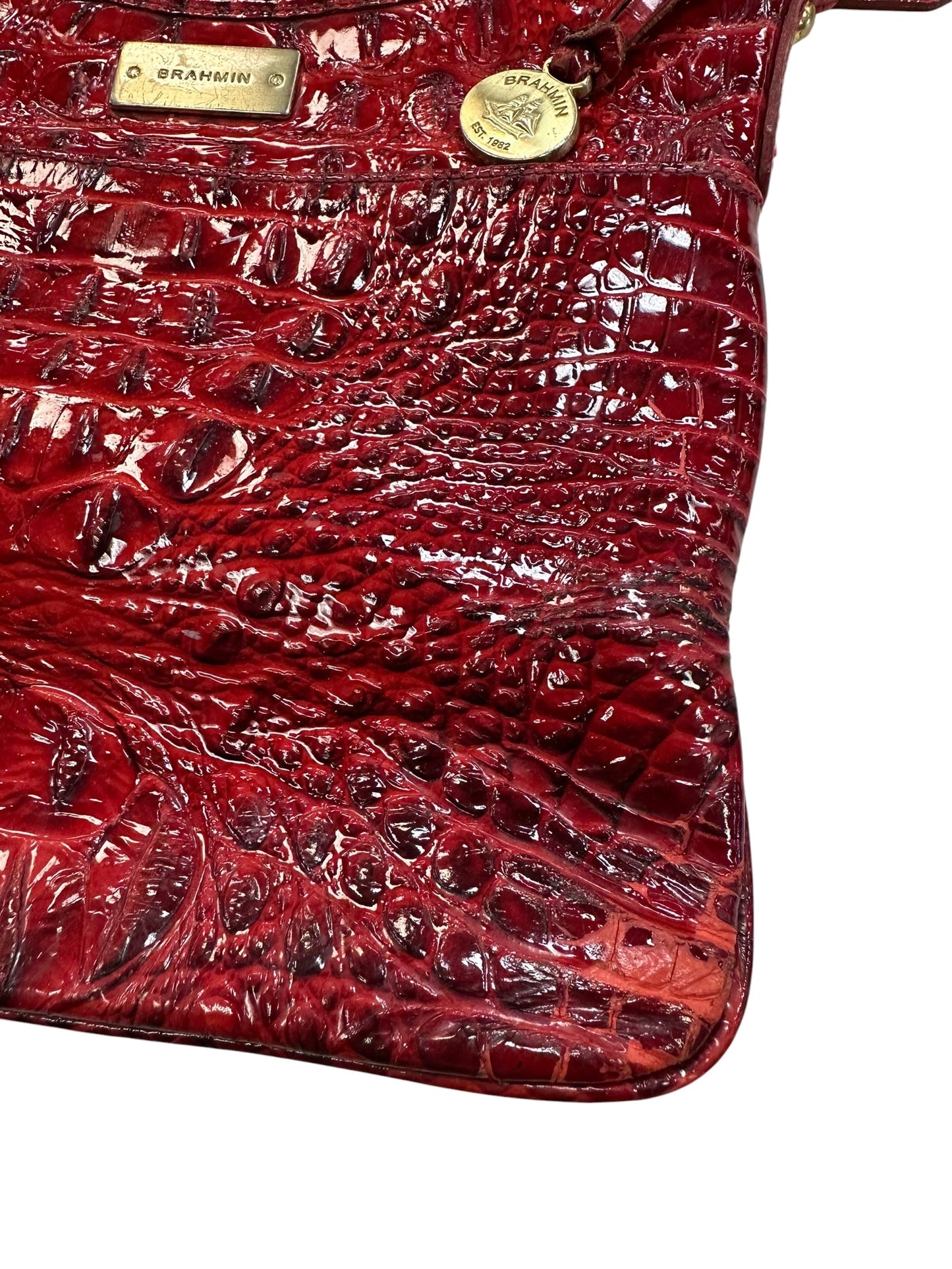 Crossbody Designer By Brahmin In Red, Size:Medium