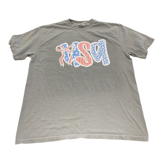 Top Ss By Comfort Colors In Blue & Red & White, Size:Xl