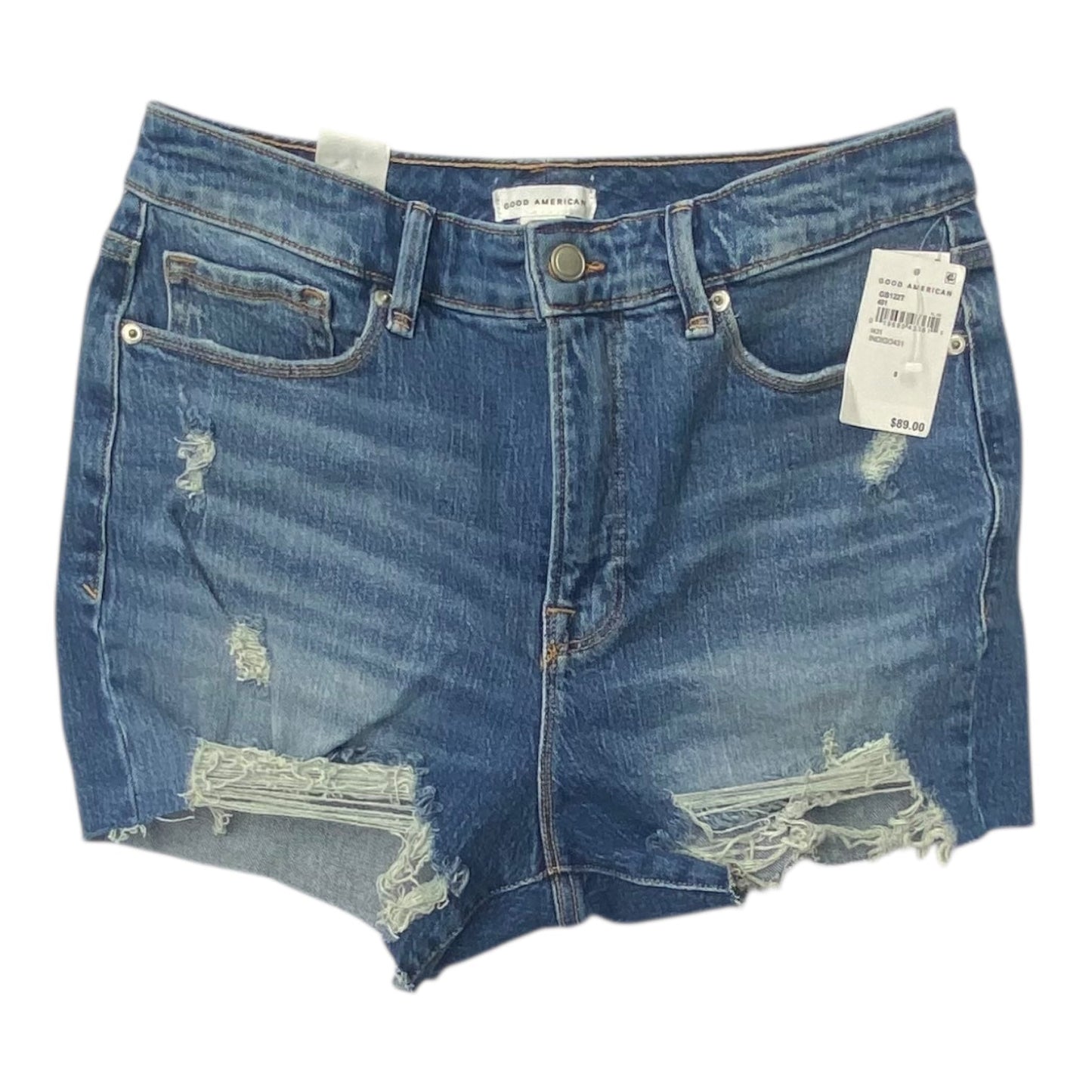 Shorts By Good American In Blue Denim, Size:8