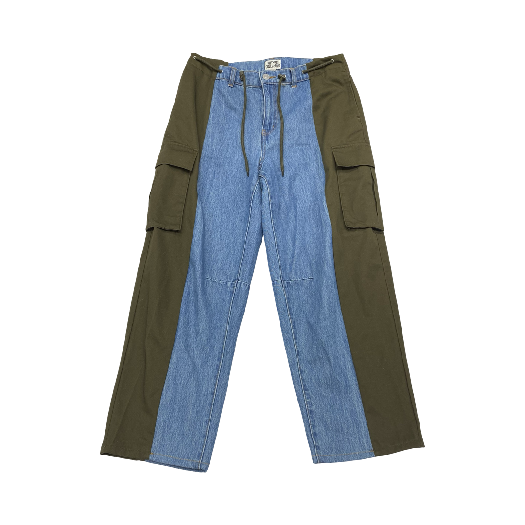 Jeans Straight By Future Collective In Blue & Green, Size:10