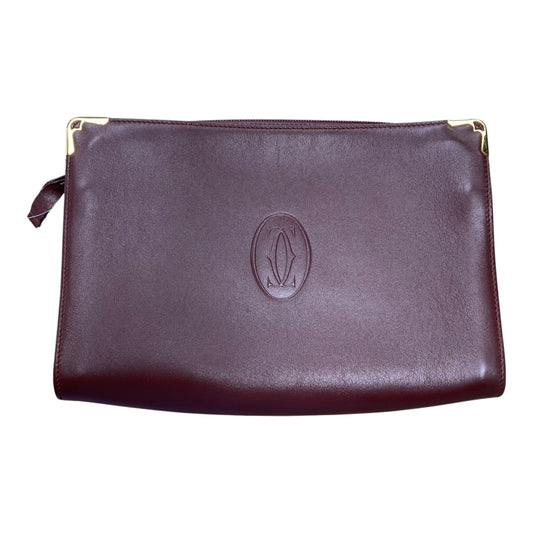Clutch Luxury Designer By Cartier In Gold & Red, Size:Medium