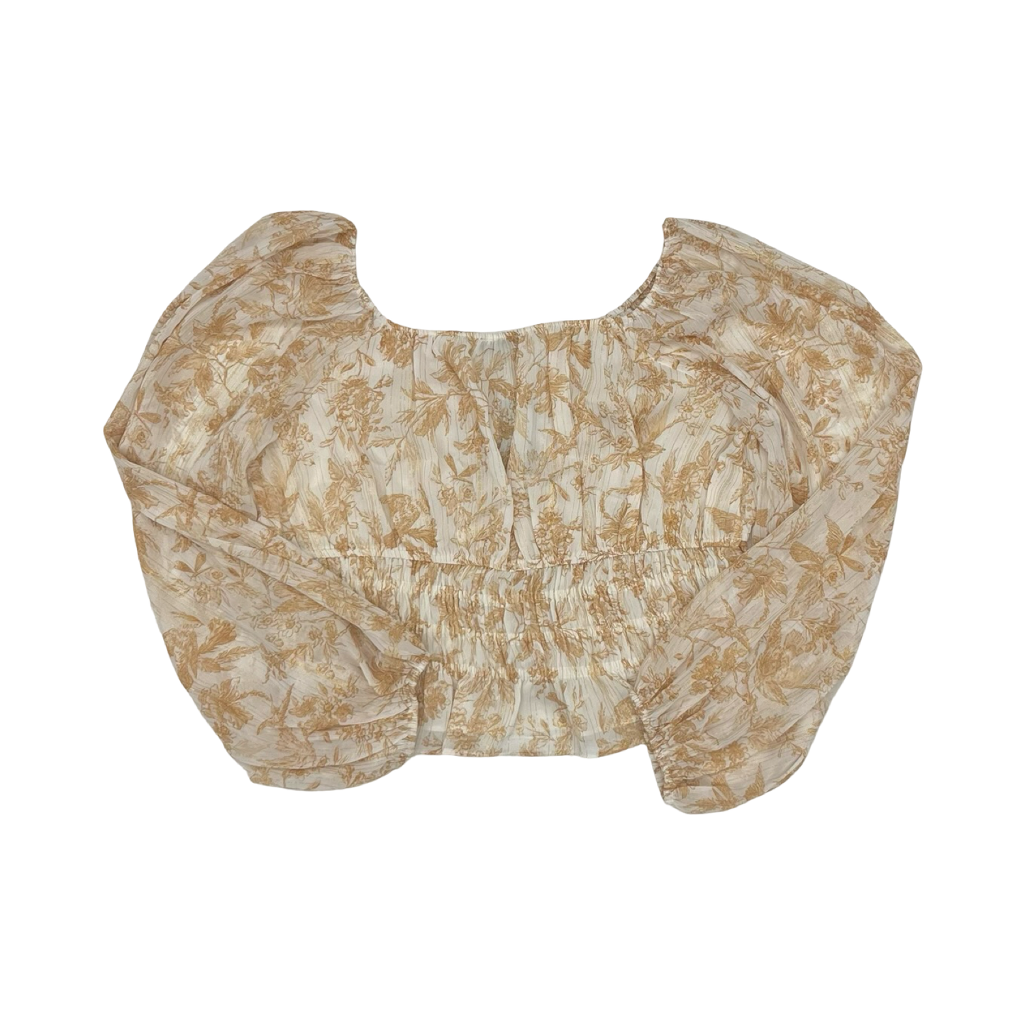 Blouse Ls By Express In Tan, Size:L