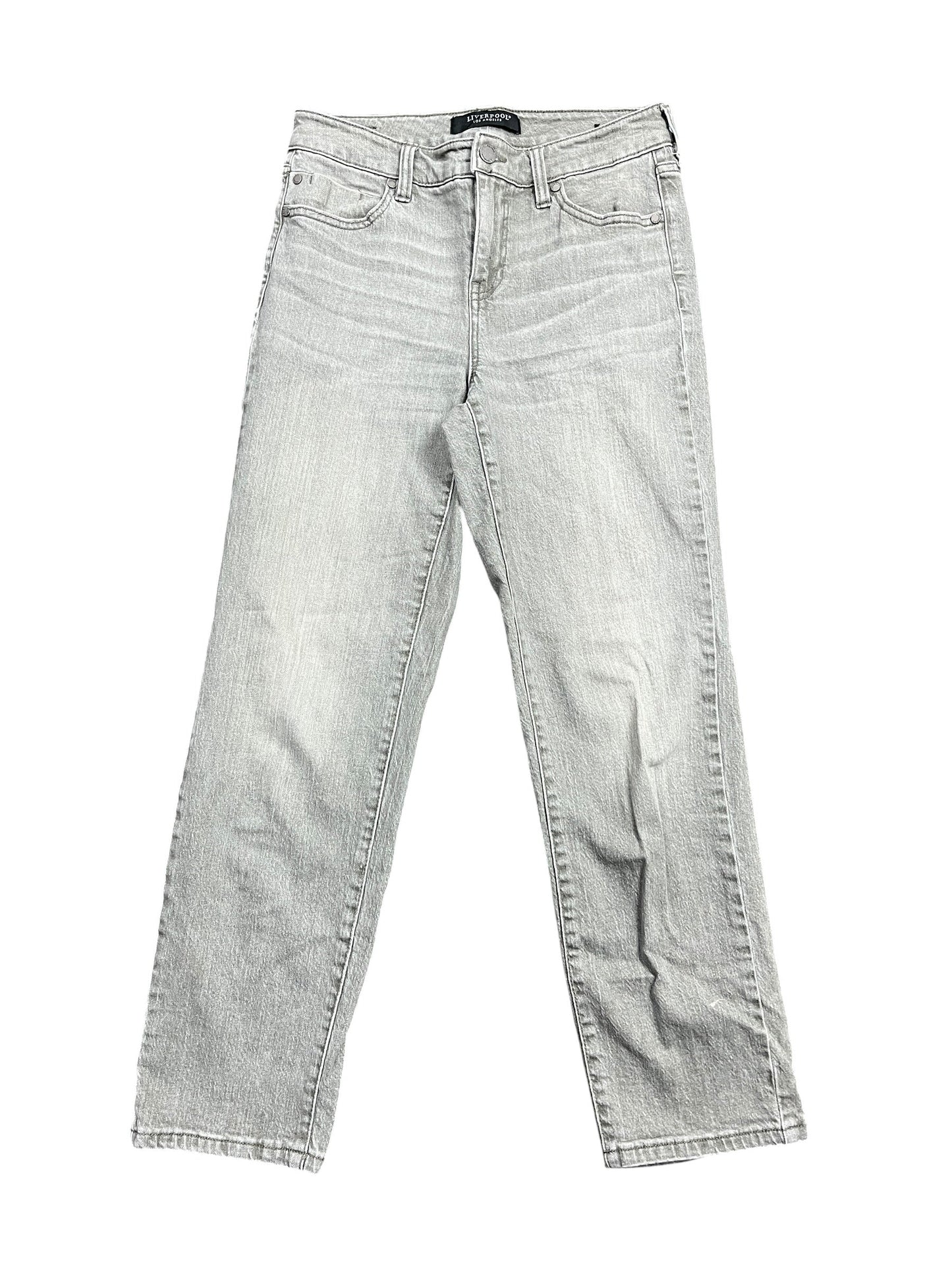 Jeans Straight By Liverpool In Grey Denim, Size:6