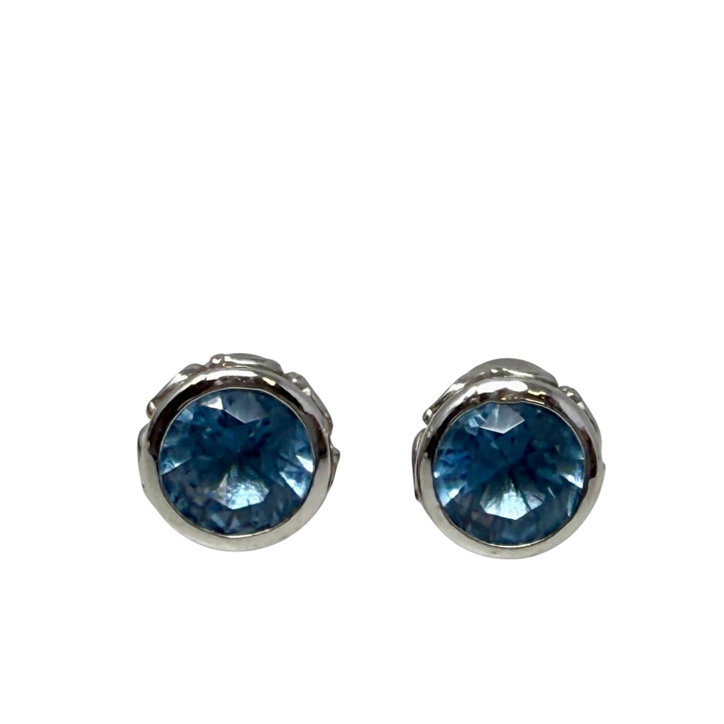 Logo Blue Stone Stud Earrings Designer By Coach