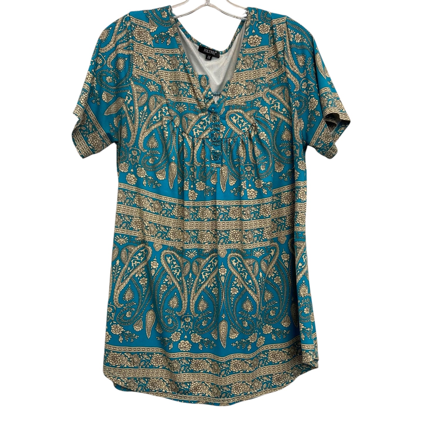 Top Ss By Folunsi In Teal, Size:1X