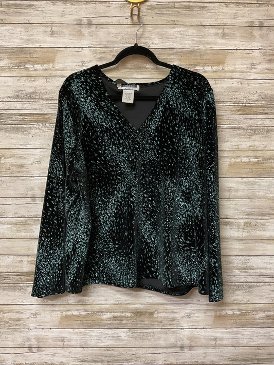 Blouse Ls By Leslie Fay In Black & Blue, Size:2X