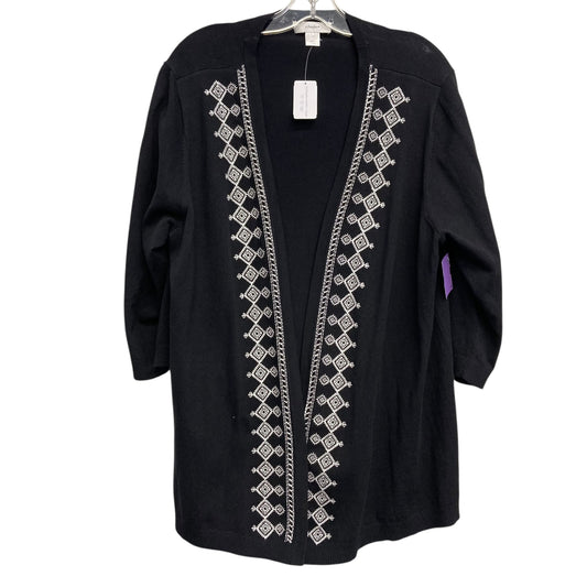 Sweater Cardigan By Cj Banks In Black & White, Size:1X