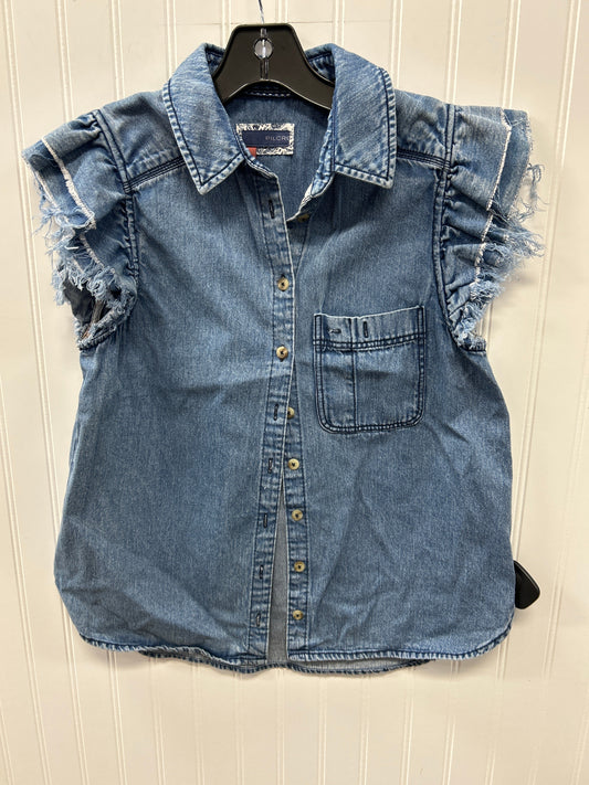 Blouse Ss By Pilcro In Blue Denim, Size:Xs
