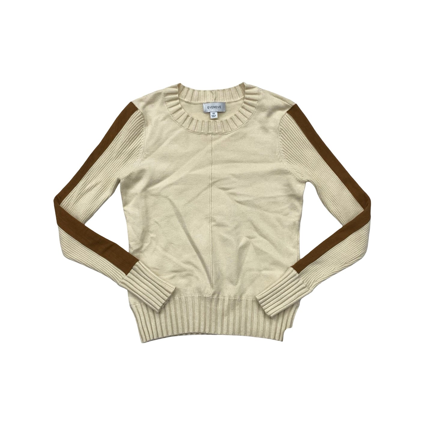 Sweater By Evereve In Brown & Cream, Size:Xs