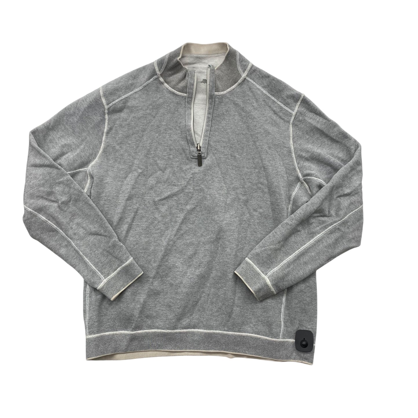 Athletic Sweatshirt Collar By Tommy Bahama In Cream & Grey, Size:L