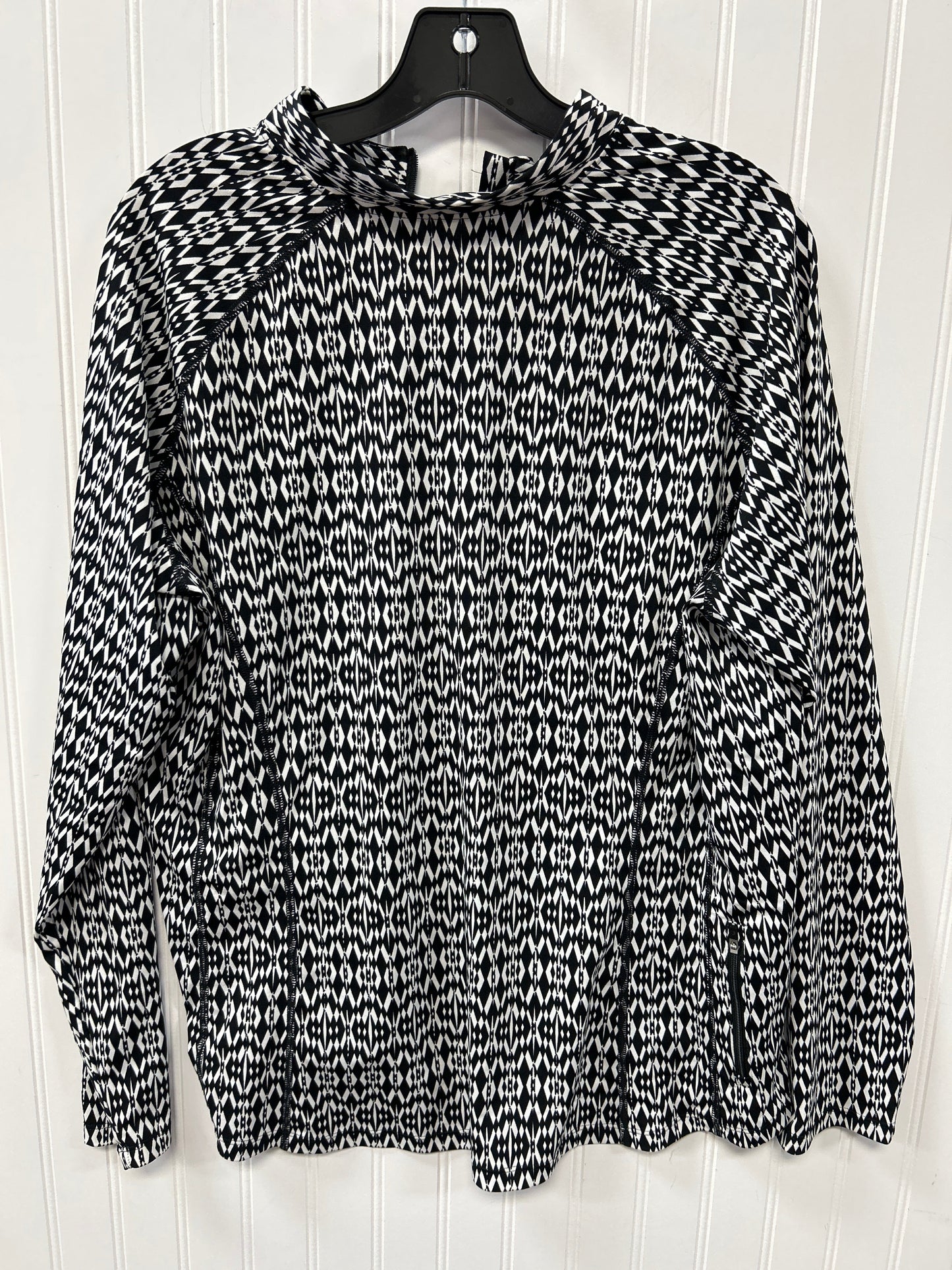 Athletic Top Ls Collar By Coolibar In Black, Size:1X