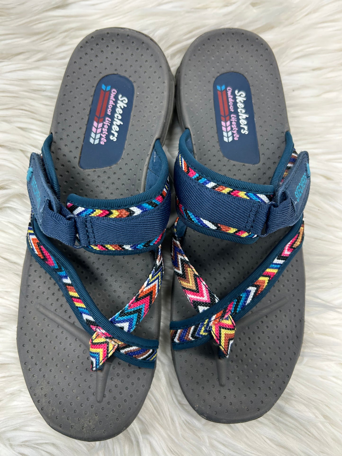 Sandals Flats By Skechers In Blue, Size:10
