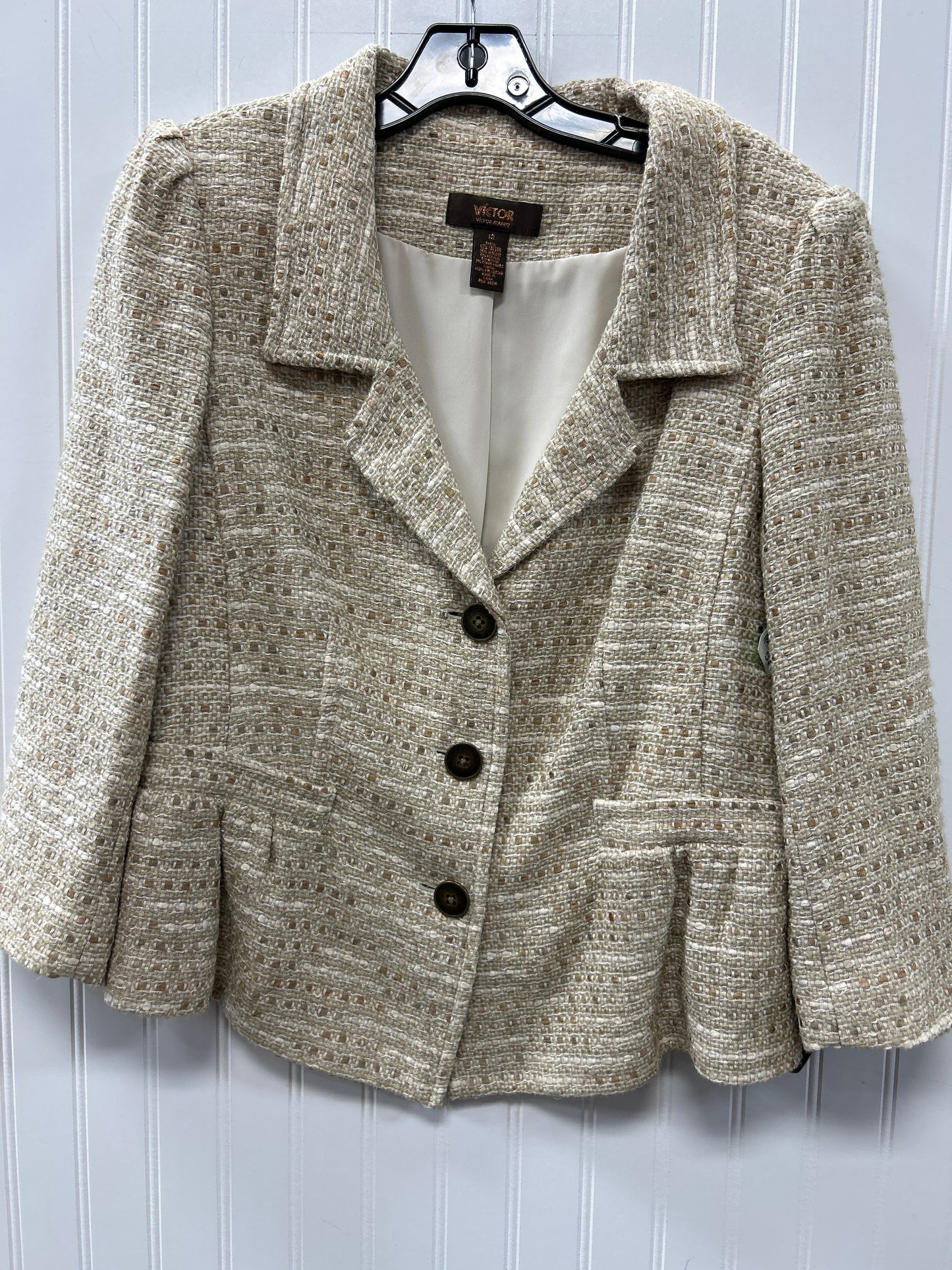 Skirt Suit 2Pc By Victor In Tan, Size:L