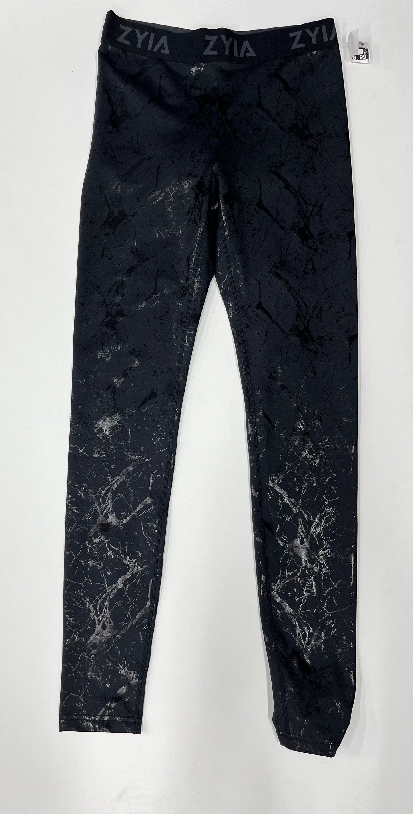 Zyia Active Athletic High Rise Yoga Pants Black Splatter Size 8-10