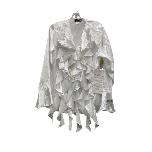 Blouse Ls By Ashro In White, Size:1X