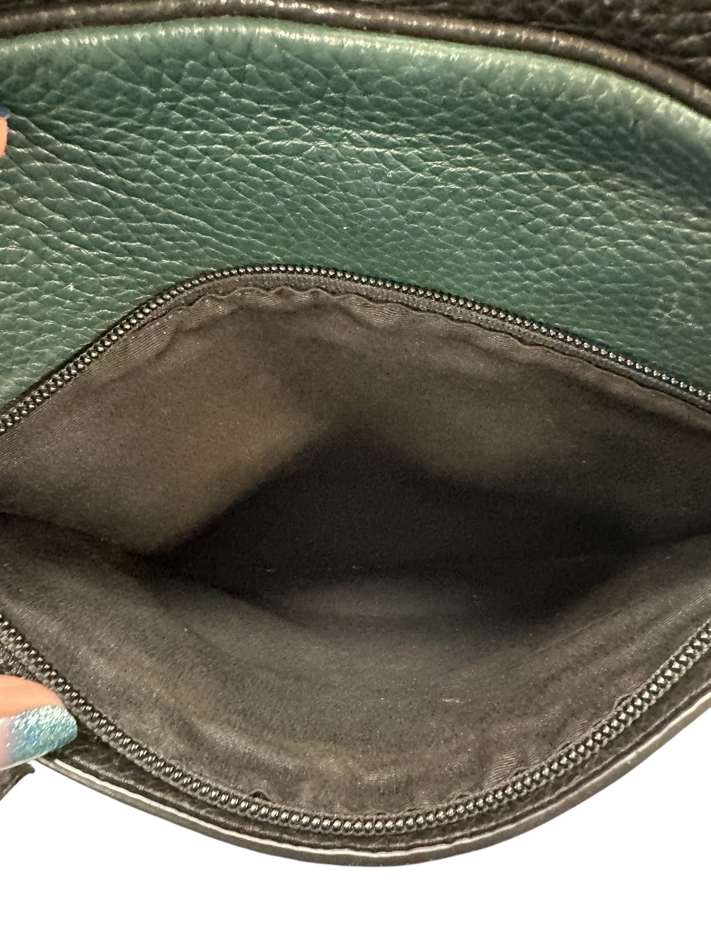 Handbag Designer By Coach In Black & Green, Size:Medium