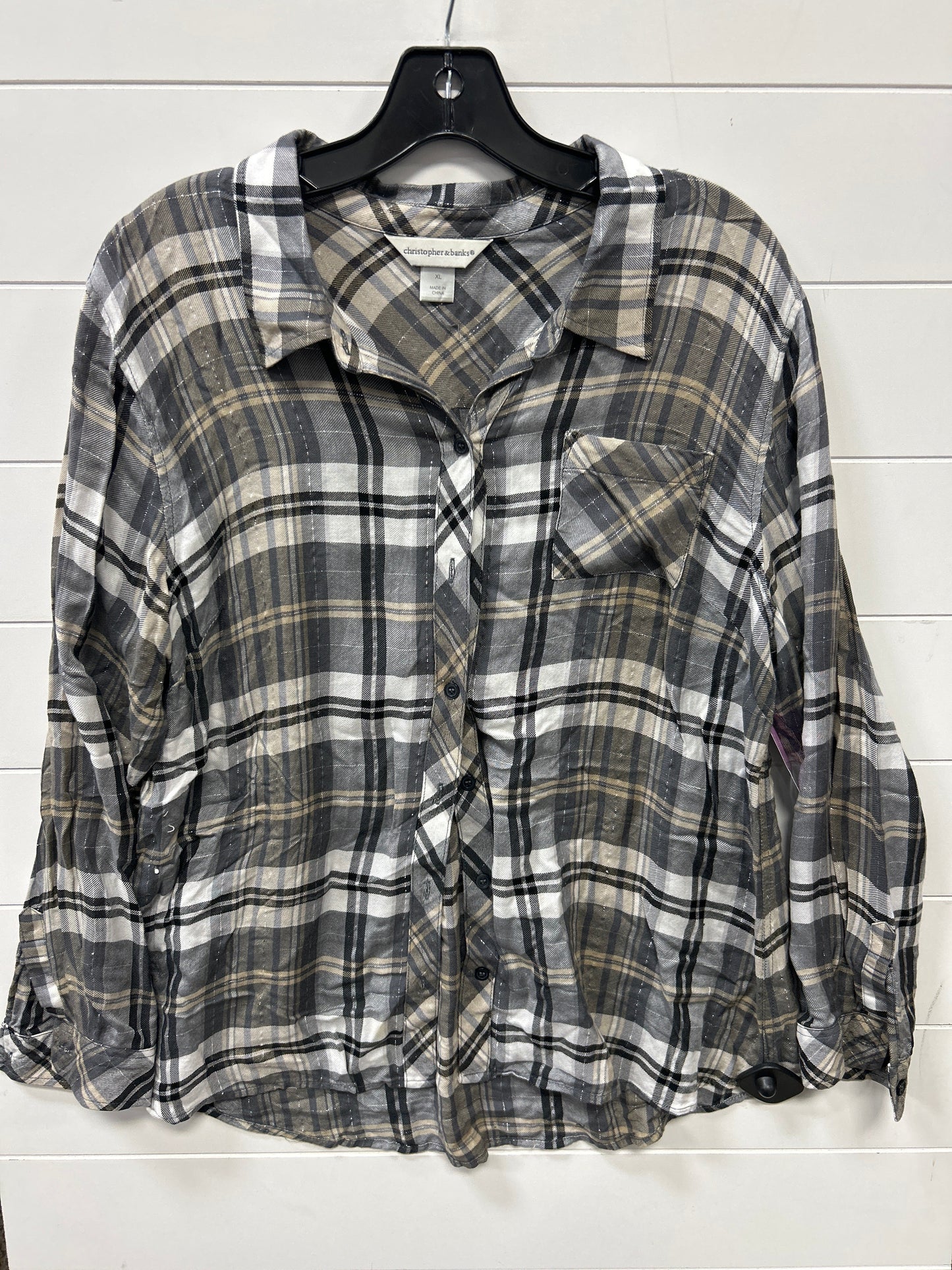 Top Ls By Christopher And Banks In Grey & Tan, Size:Xl