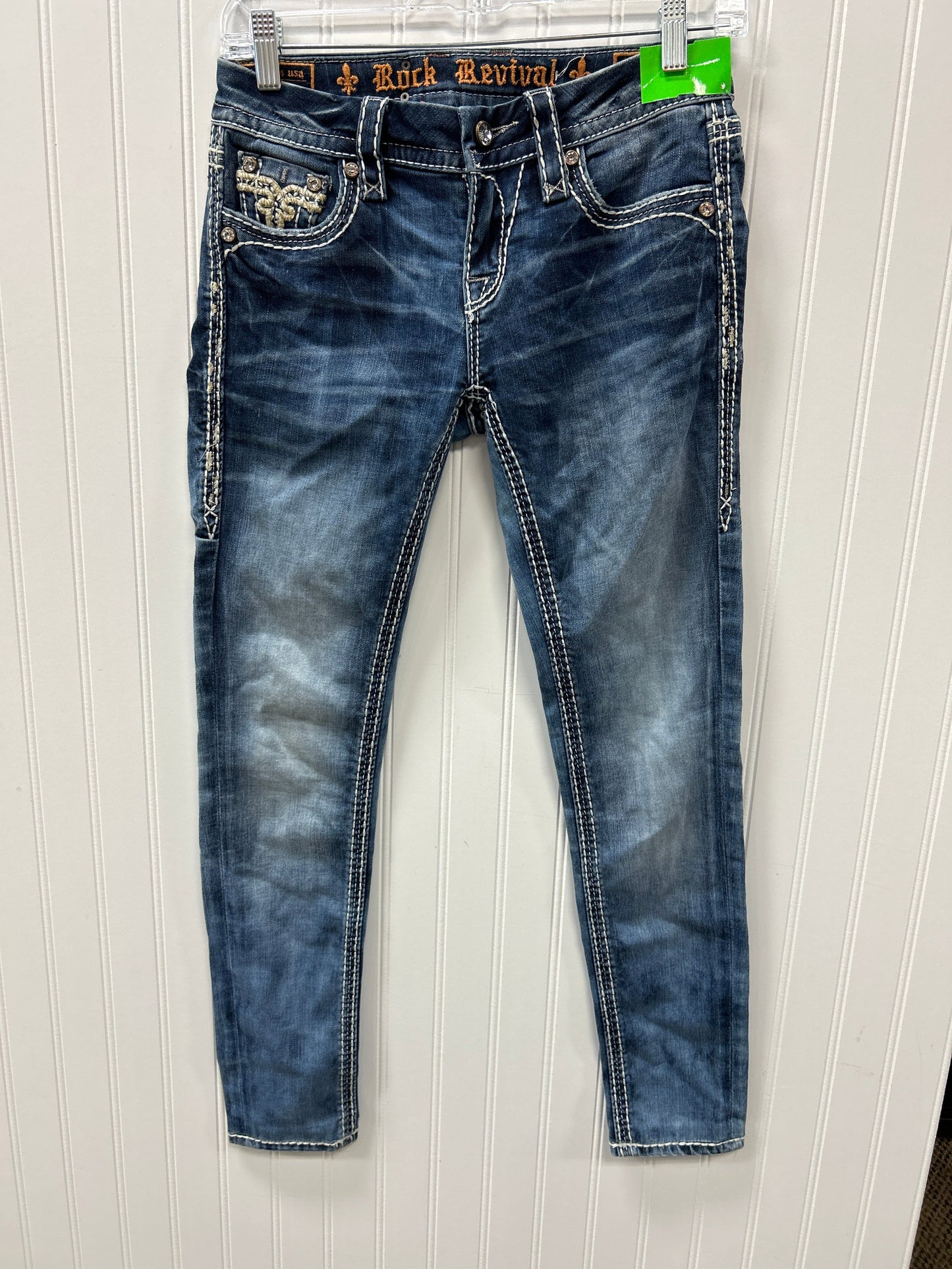 Jeans Skinny By Rock Revival In Blue Denim, Size:2