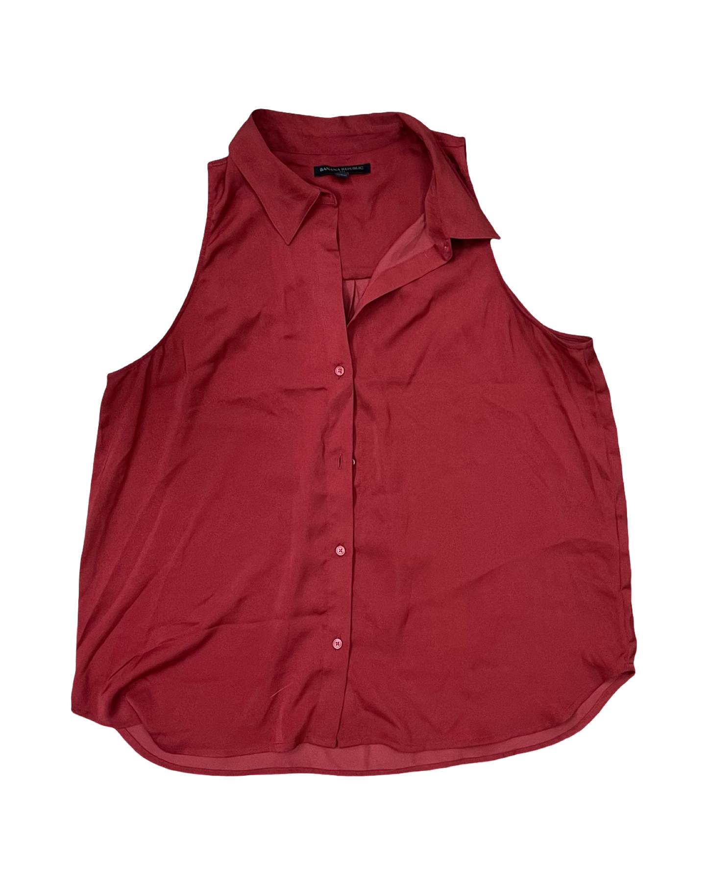 Blouse Sleeveless By Banana Republic In Red, Size:L