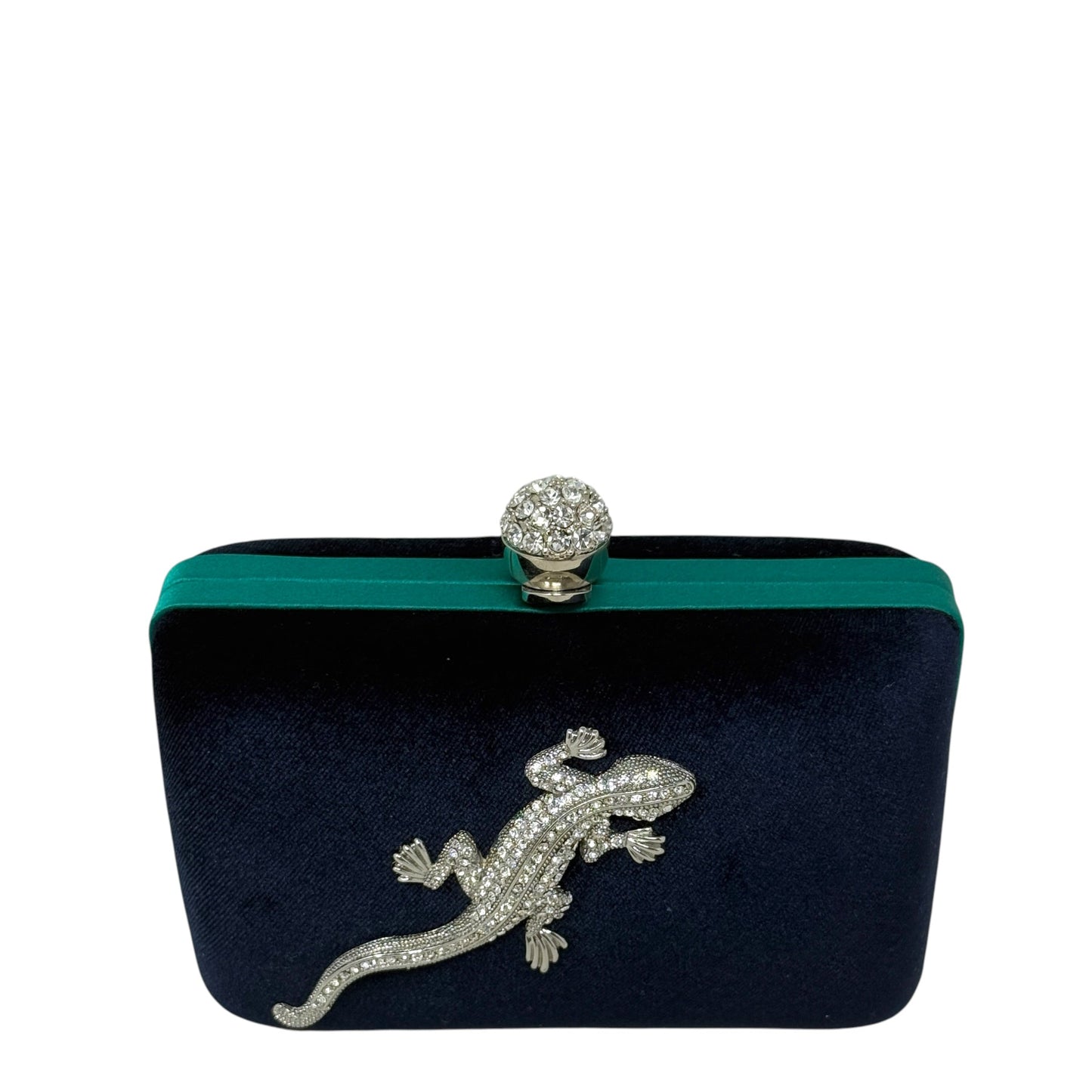 Crystal Embellished Lizard Evening Clutch By Franchi, Size: Small
