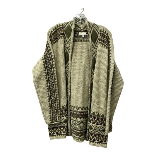 Sweater Cardigan By Lucky Brand In Cream & Green, Size:Xl
