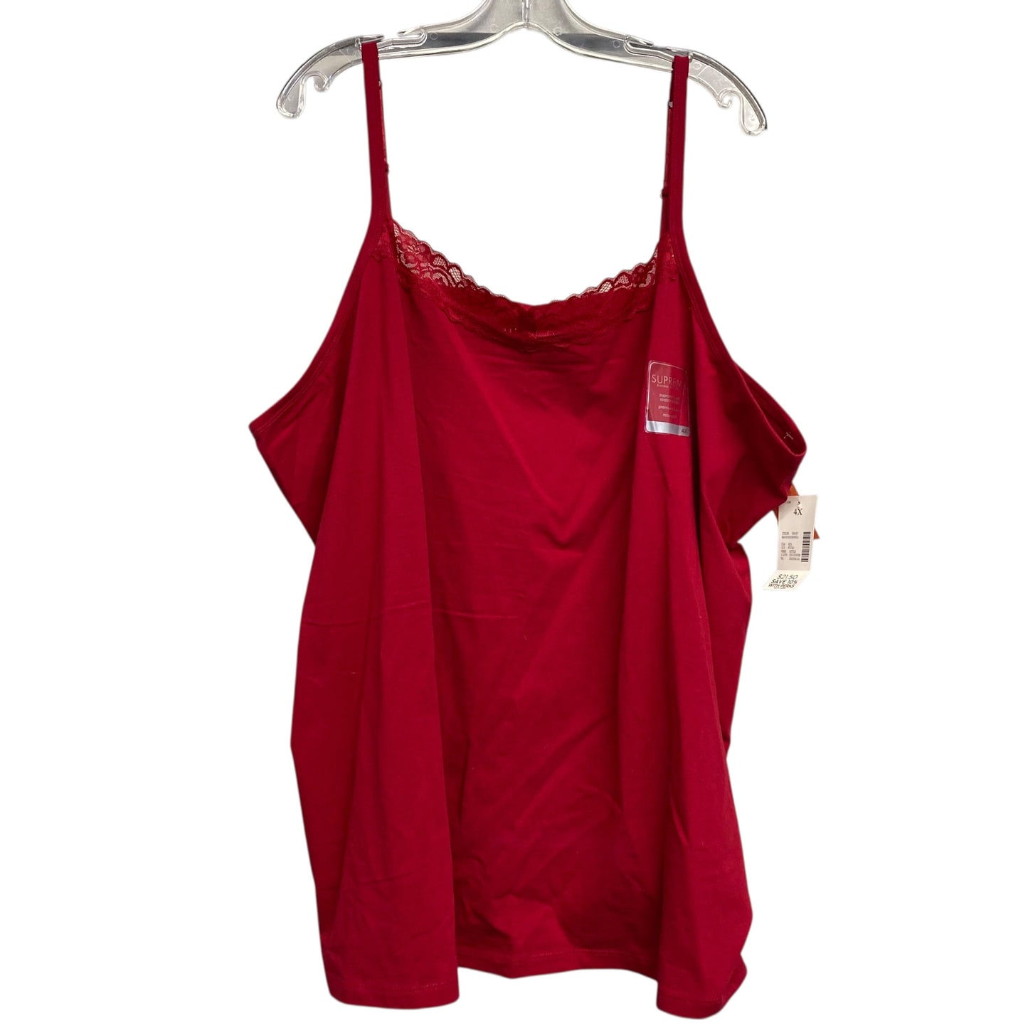 Top Sleeveless Basic By Catherines In Red, Size:4X