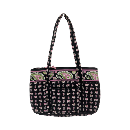 Handbag By Vera Bradley In Black & Pink, Size:Medium