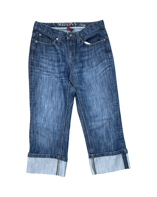 Jeans Cropped By Merona In Blue Denim, Size:2