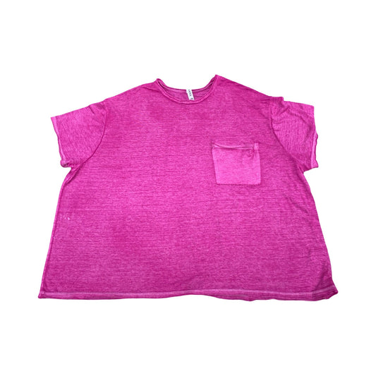Top Ss Basic By Zenana In Pink, Size:L