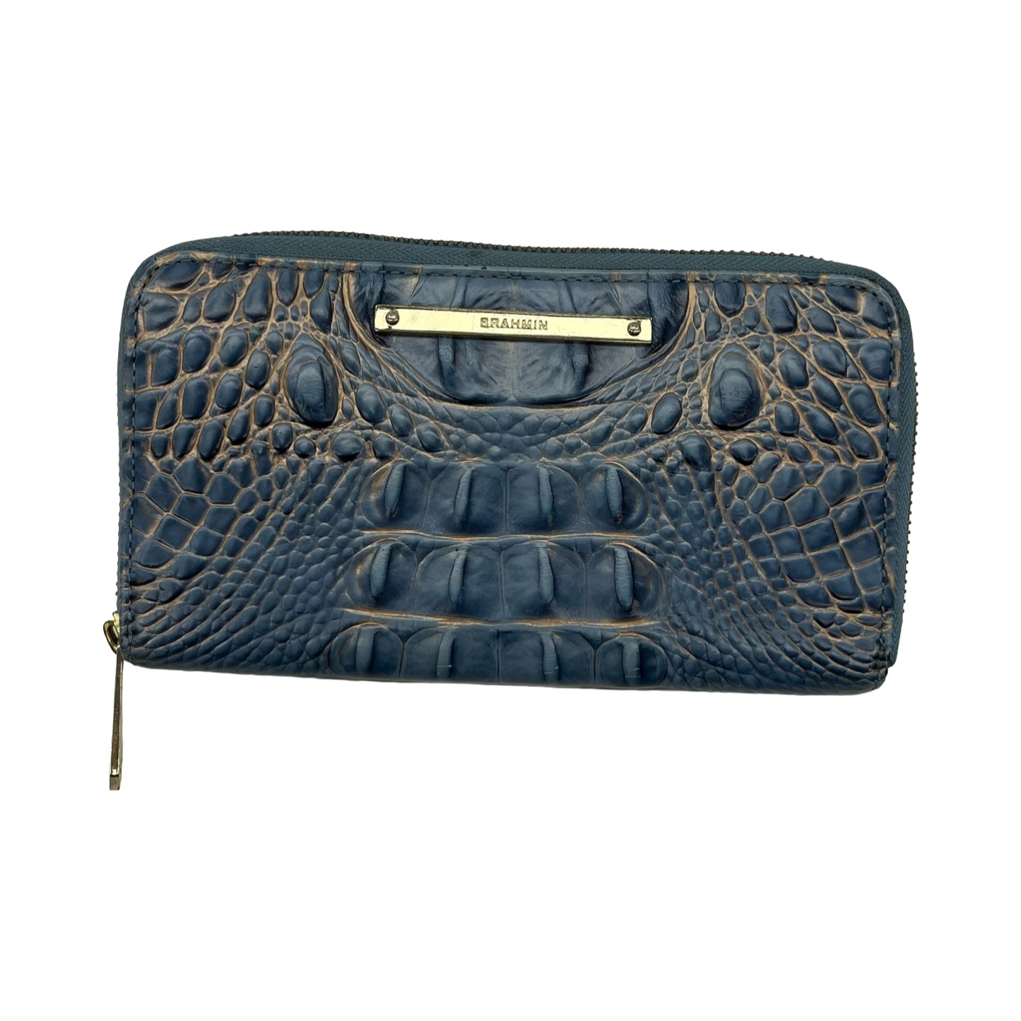 Wallet Designer By Brahmin In Blue & Brown, Size:Large