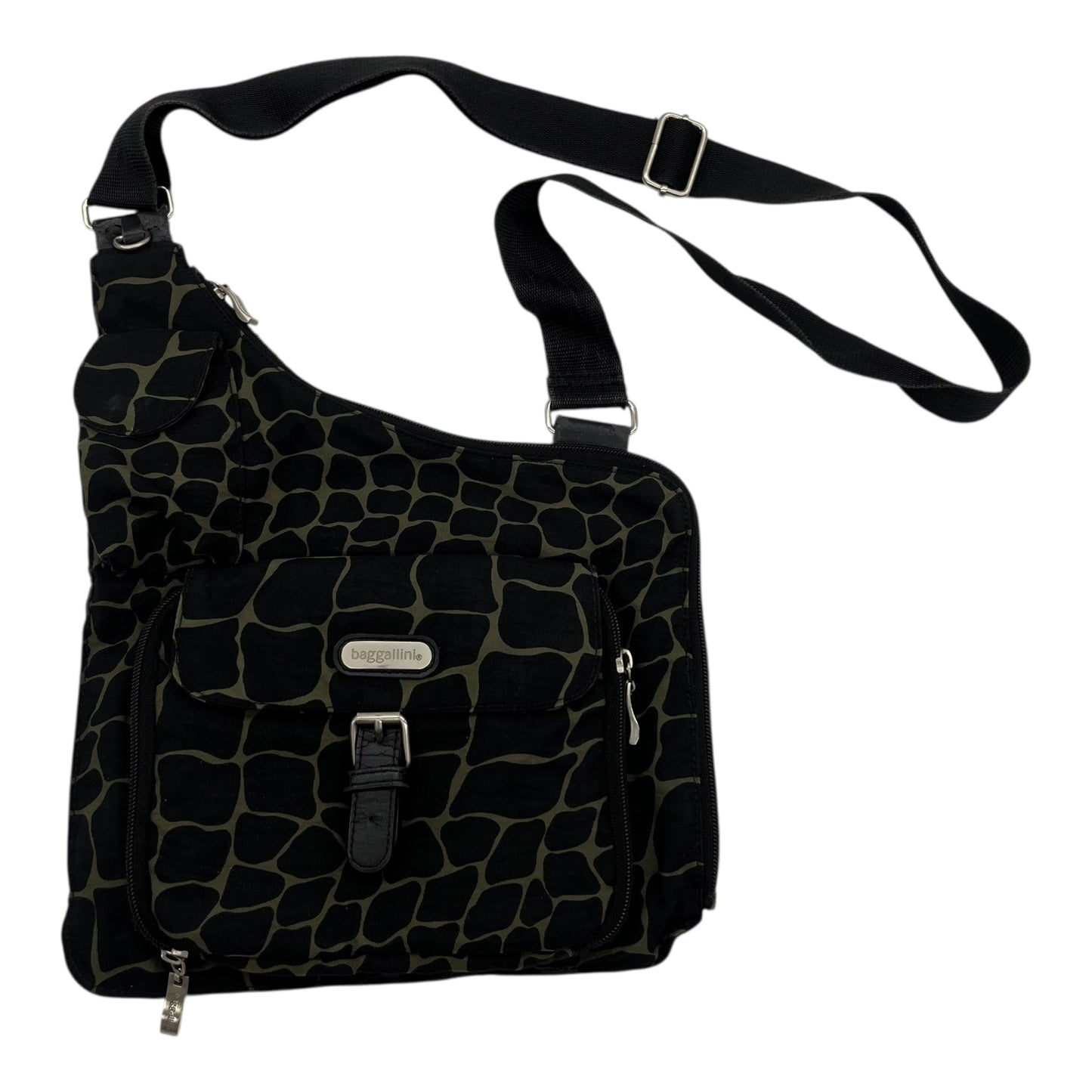 Crossbody By Baggallini In Black & Green, Size:Medium
