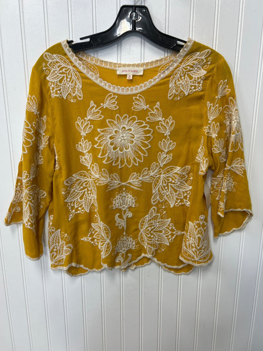 Top 3/4 Sleeve By Solitaire In Yellow, Size:M
