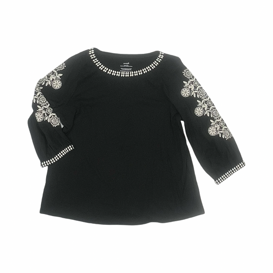 Top 3/4 Sleeve By Pure Jill In Black & White, Size:L