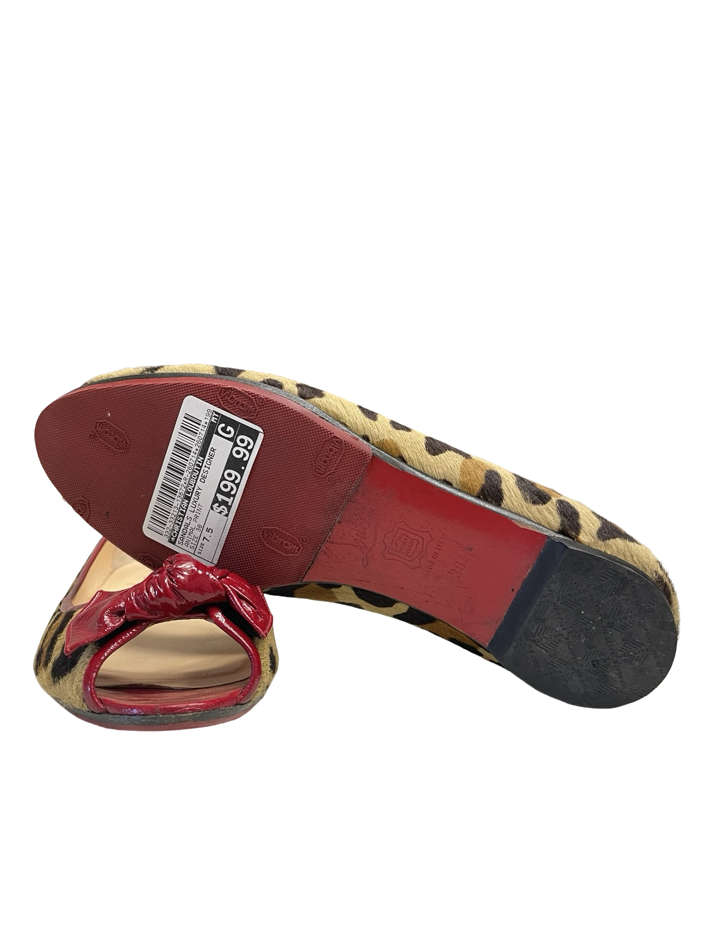 Sandals Luxury Designer By Christian Louboutin In Animal Print, Size: 7.5