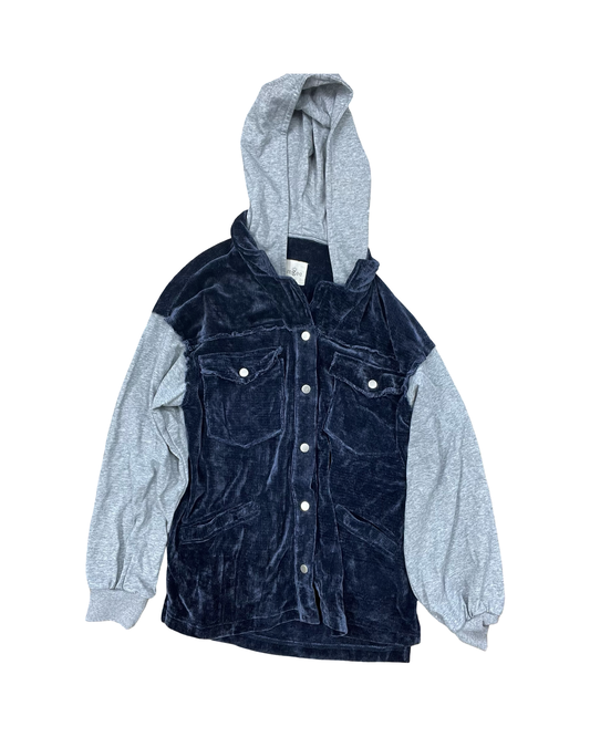 Jacket Shirt By Umgee In Blue & Grey, Size:S