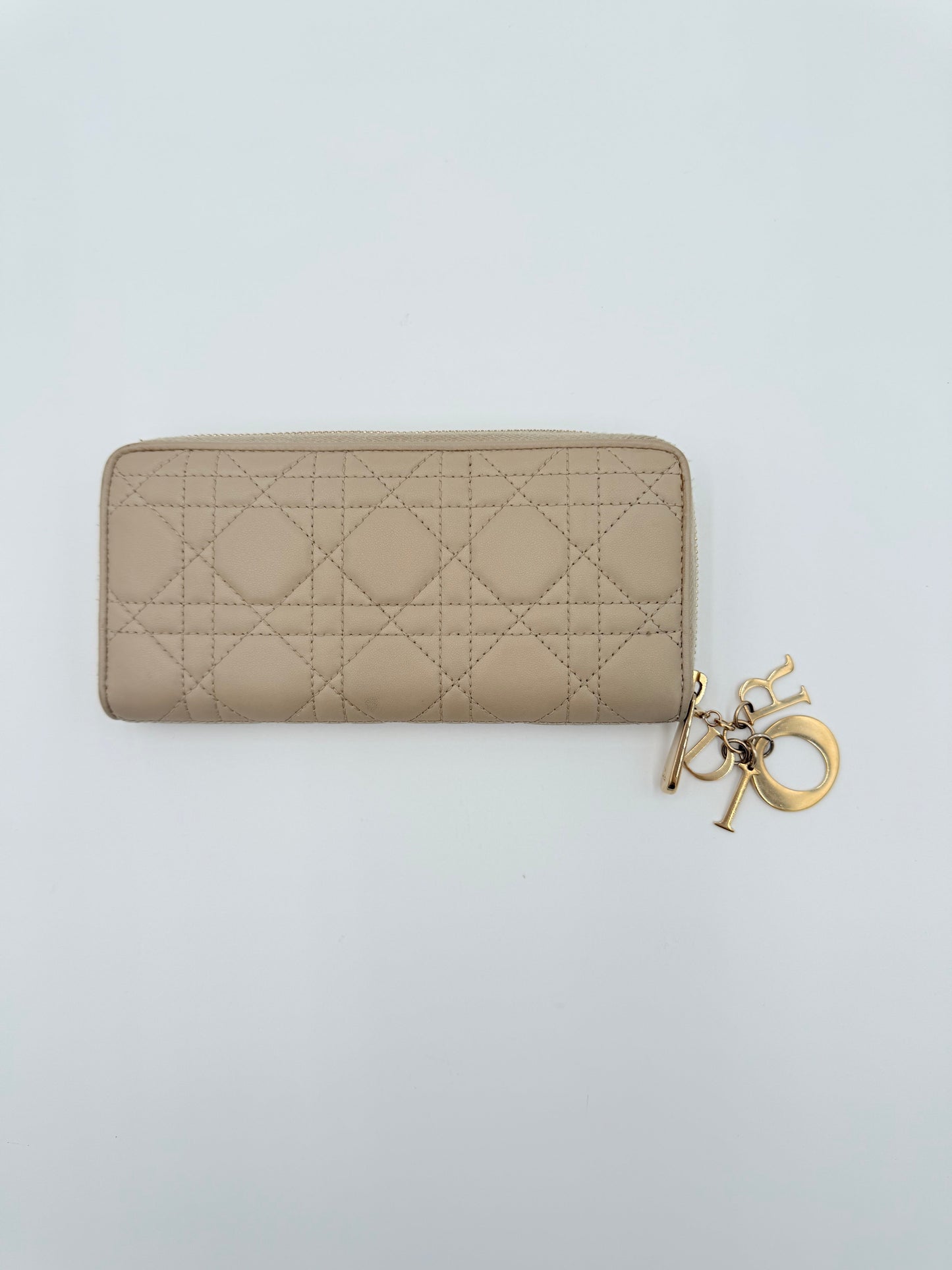 Wallet Luxury Designer By Dior In Taupe, Size:Large