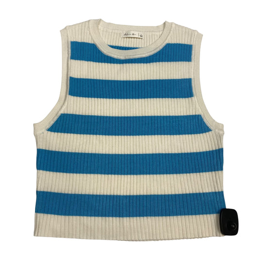 Top Sleeveless By Active Usa In Blue & Cream, Size:L