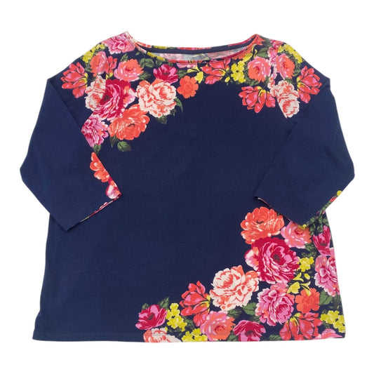 Top 3/4 Sleeve By Talbots In Floral Print, Size:2X