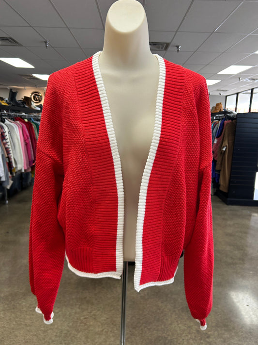 Sweater Cardigan By Anthropologie In Red, Size:Osfm
