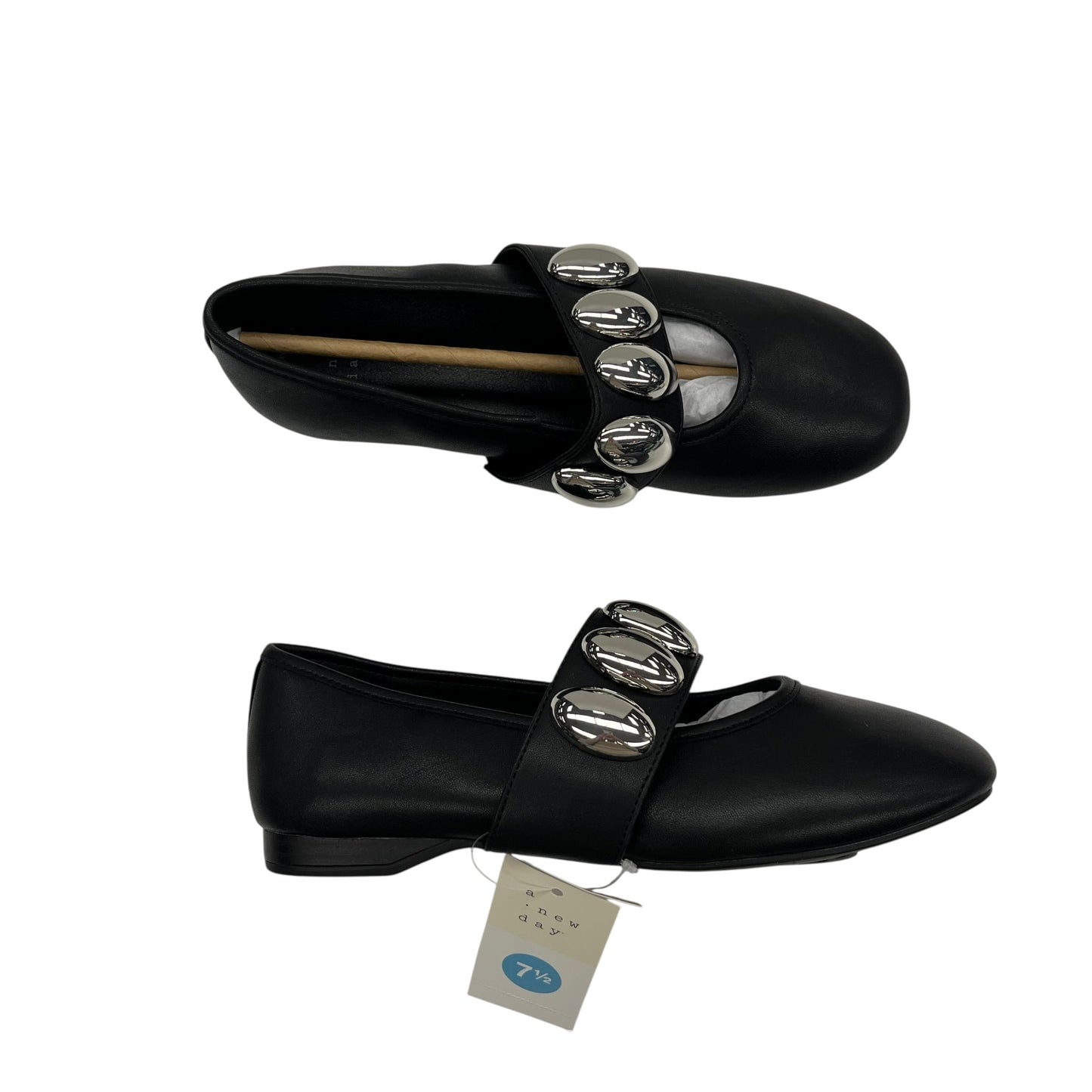 Shoes Flats By A New Day In Black & Silver, Size:7.5