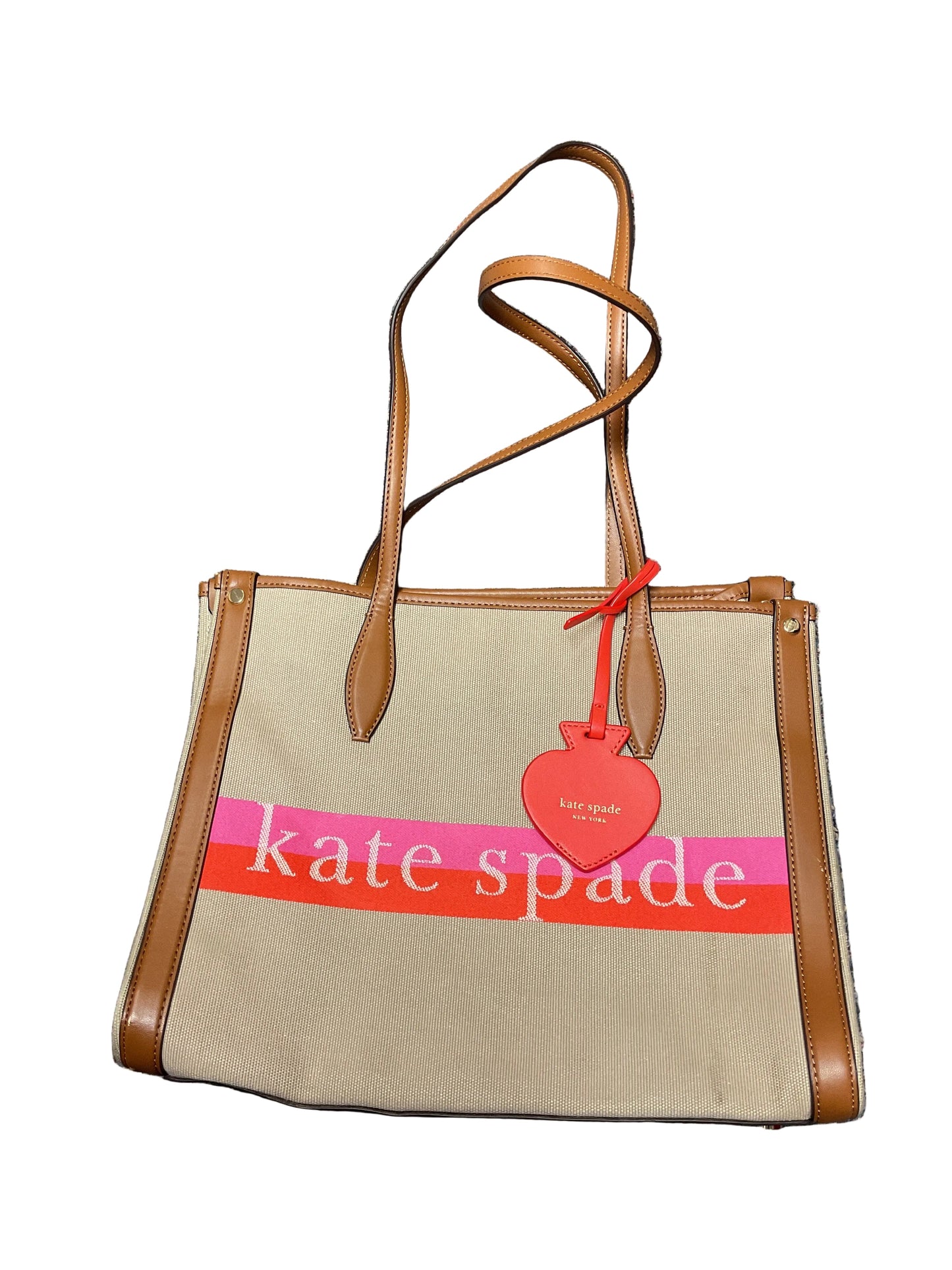 Handbag Designer By Kate Spade In Brown & Pink, Size:Medium