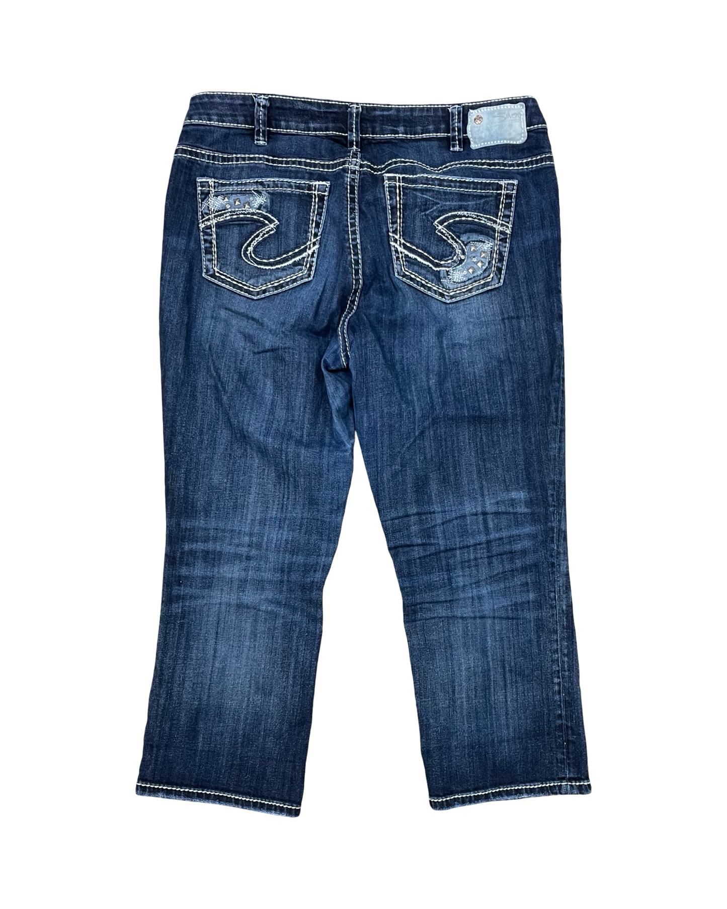 Jeans Straight By Silver In Blue Denim, Size:16