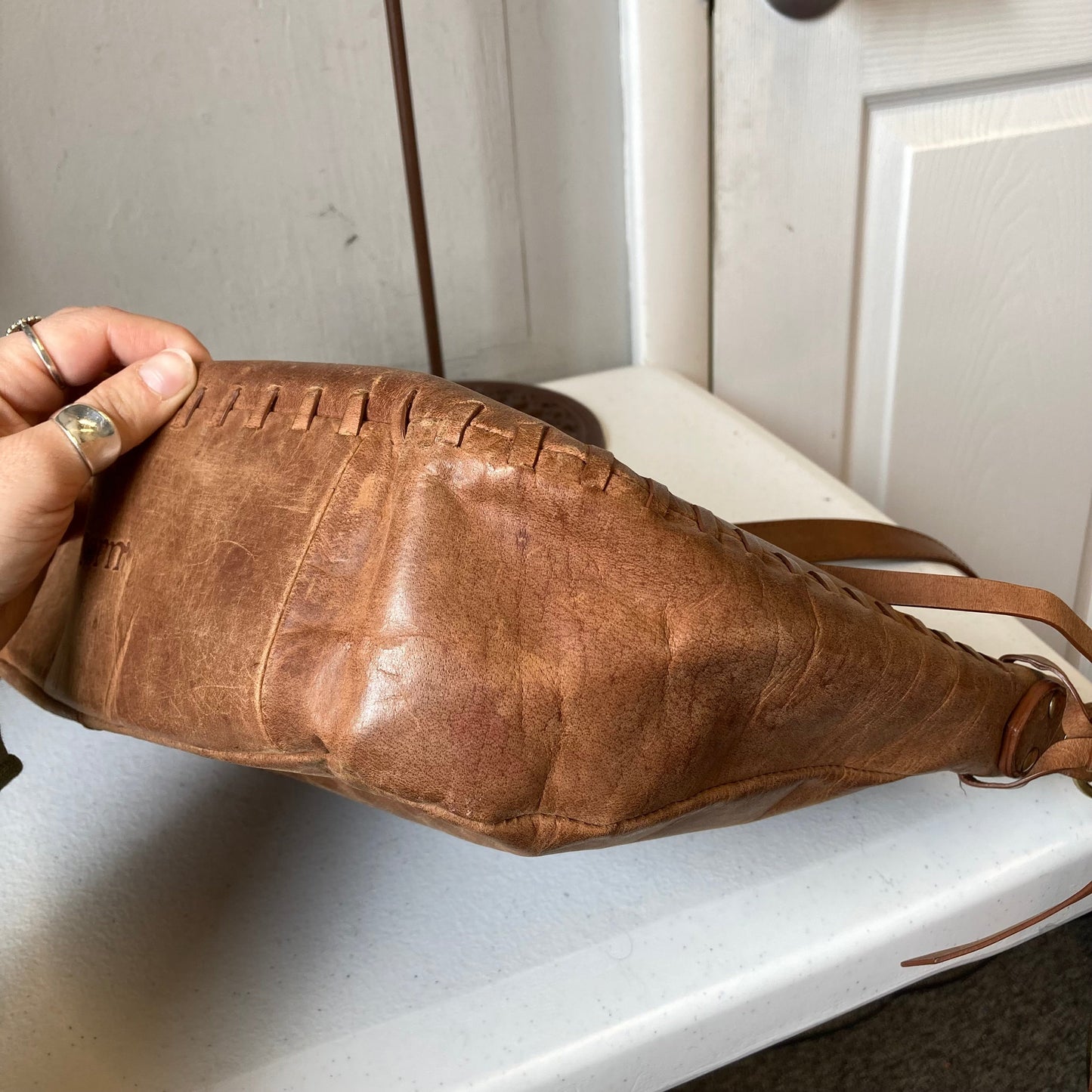 Crossbody Leather By Born In Brown, Size:Medium