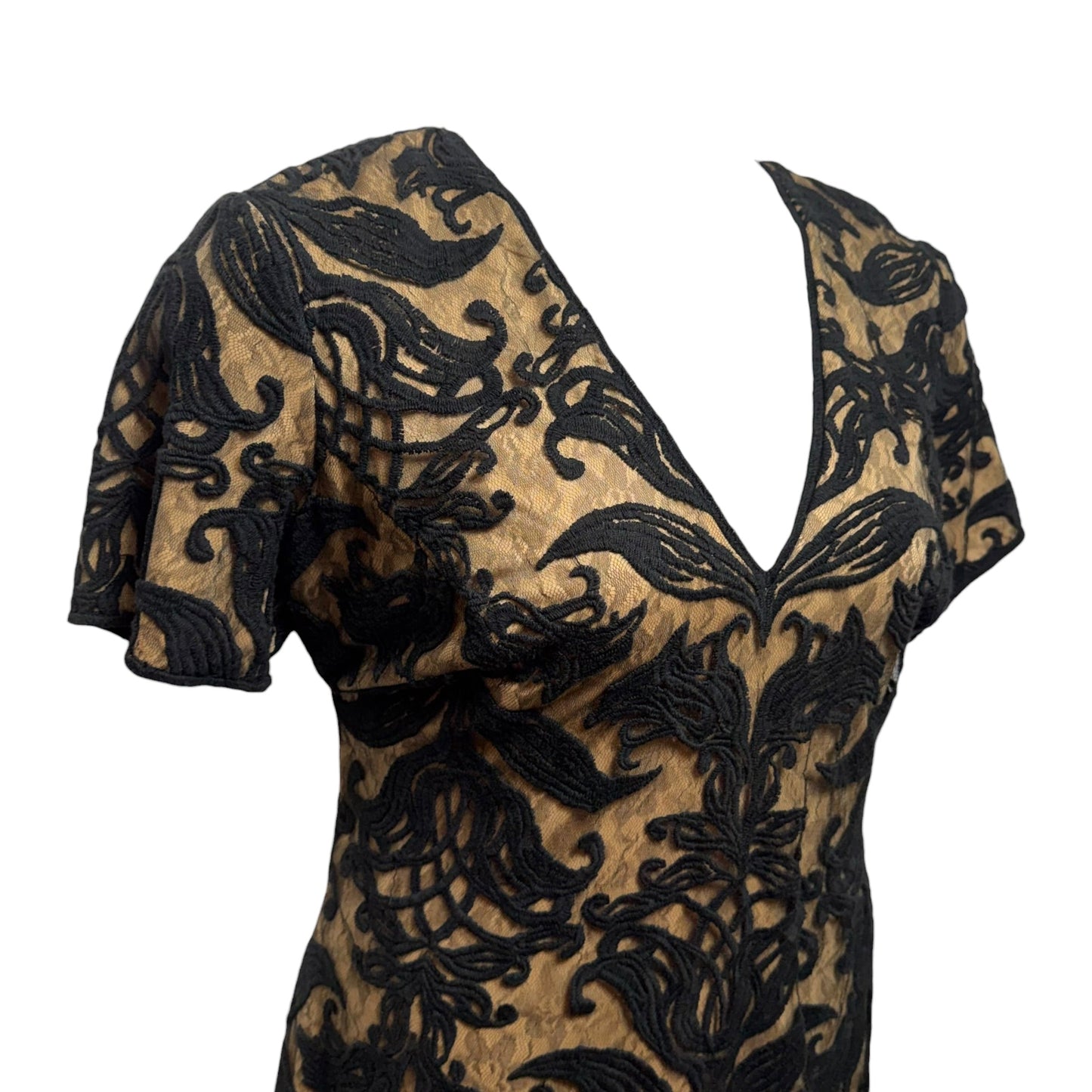 Dress Party Midi By Tadashi Shoji In Black & Cream, Size: Xl ESTIMATED