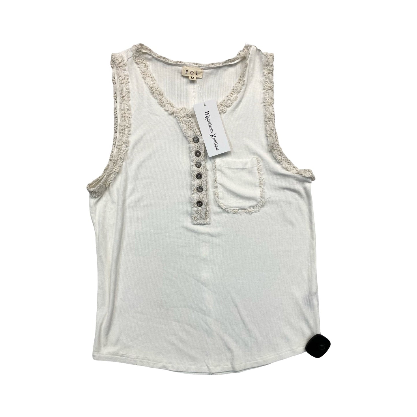 Top Sleeveless By Pol In White, Size:M