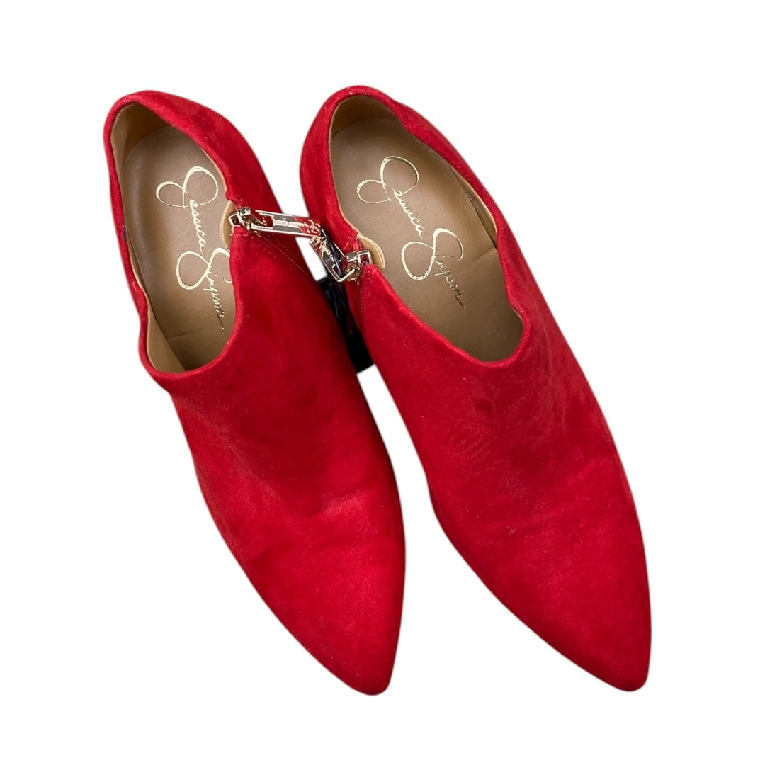 Boots Ankle Heels By Jessica Simpson In Red, Size:7