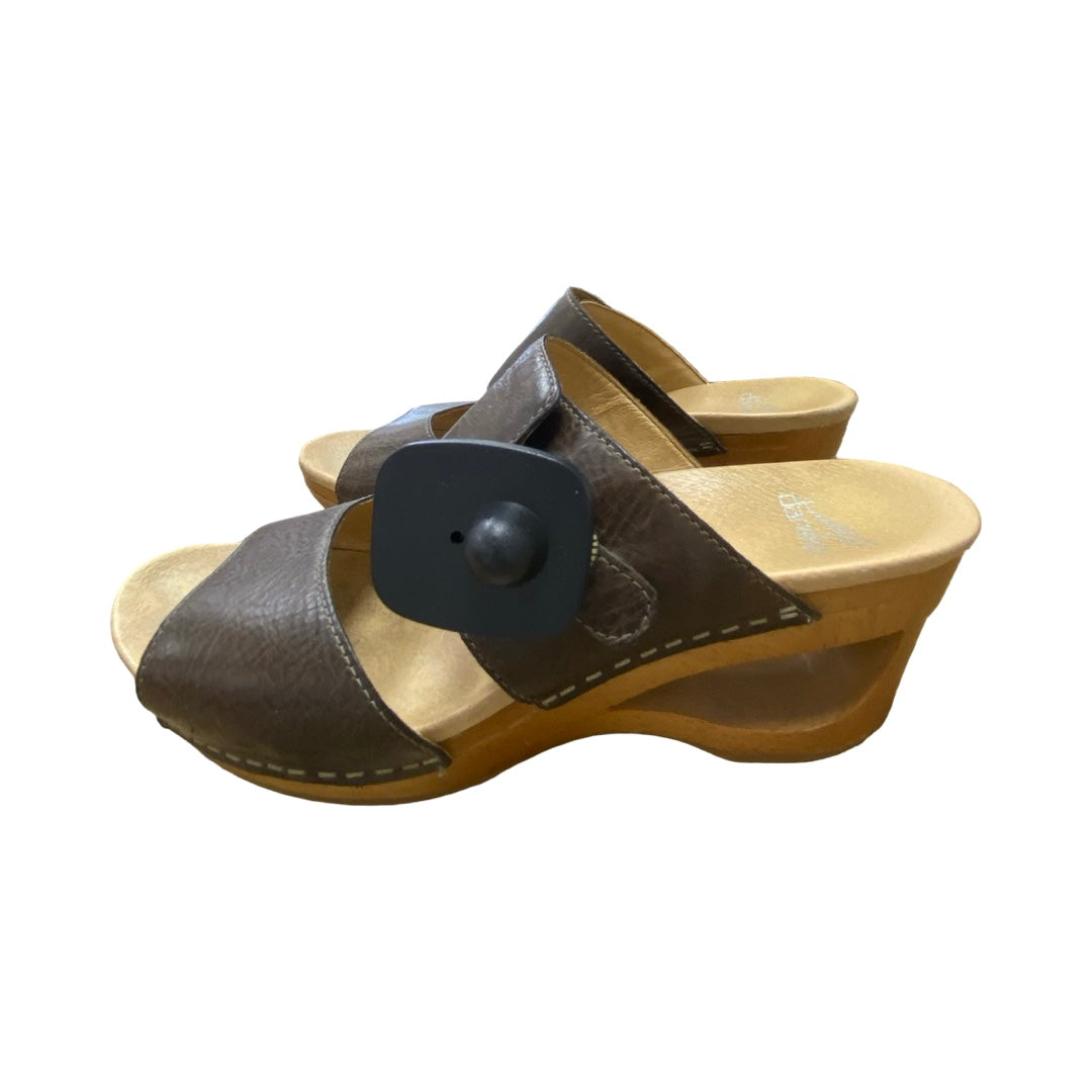 Sandals Heels Wedge By Dansko In Brown, Size:8.5