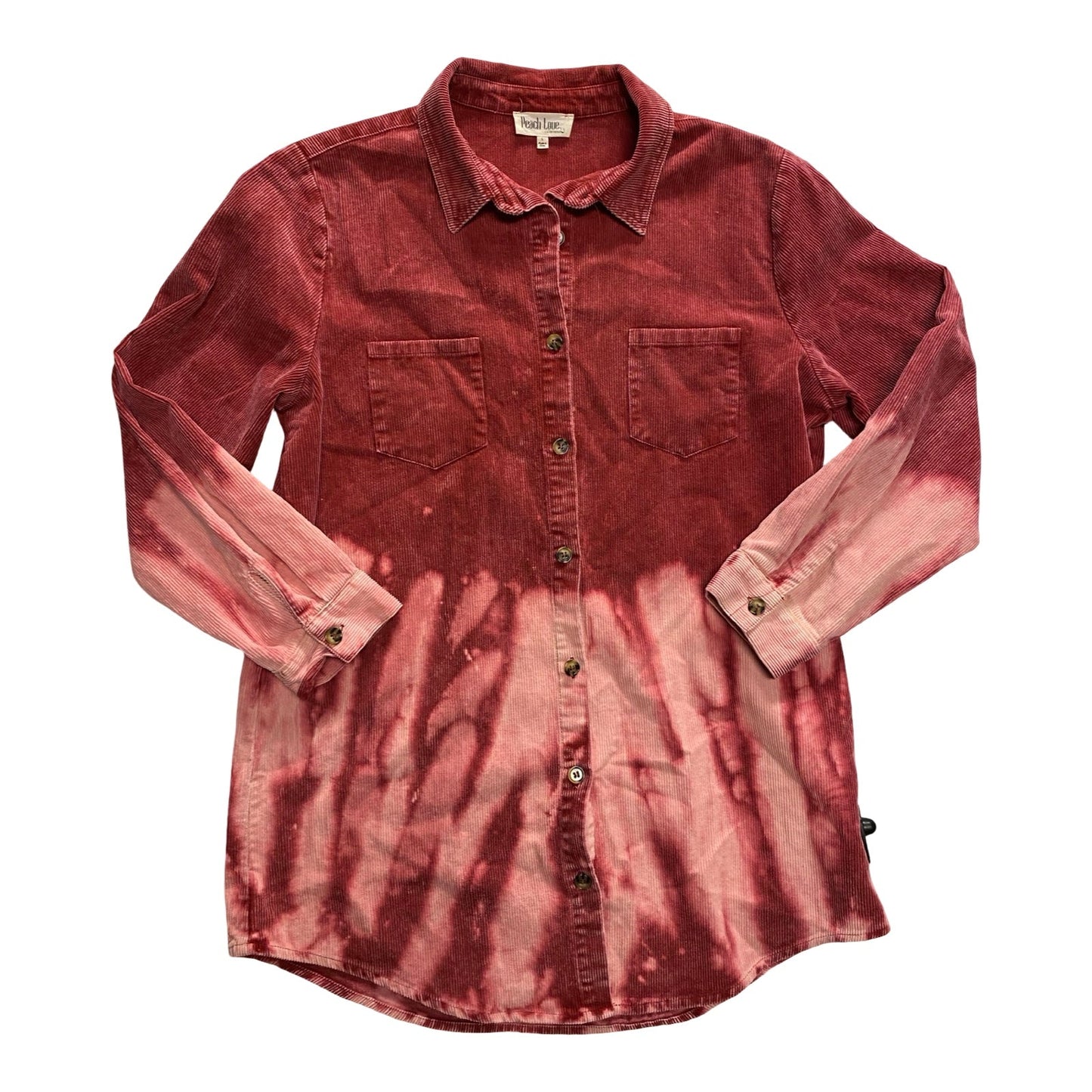 Jacket Shirt By Peach Love Cream California In Pink & Red, Size:L
