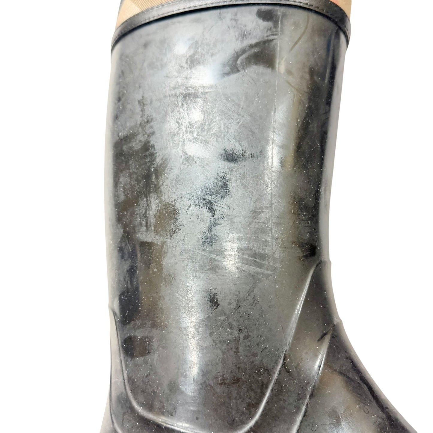 Boots Luxury Designer By Burberry In Black & Brown, Size: 7.5